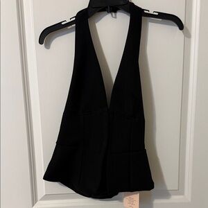 SHEIN Black Halter Peplum Top